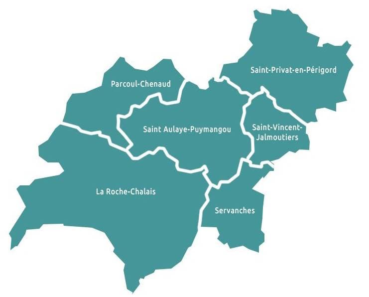 Carte de l'intercommunalité Pays de Saint-Aulaye